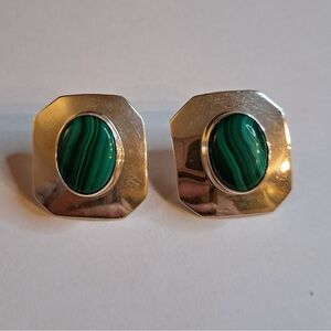 Vintage Carol Felley Malachite SS earrings